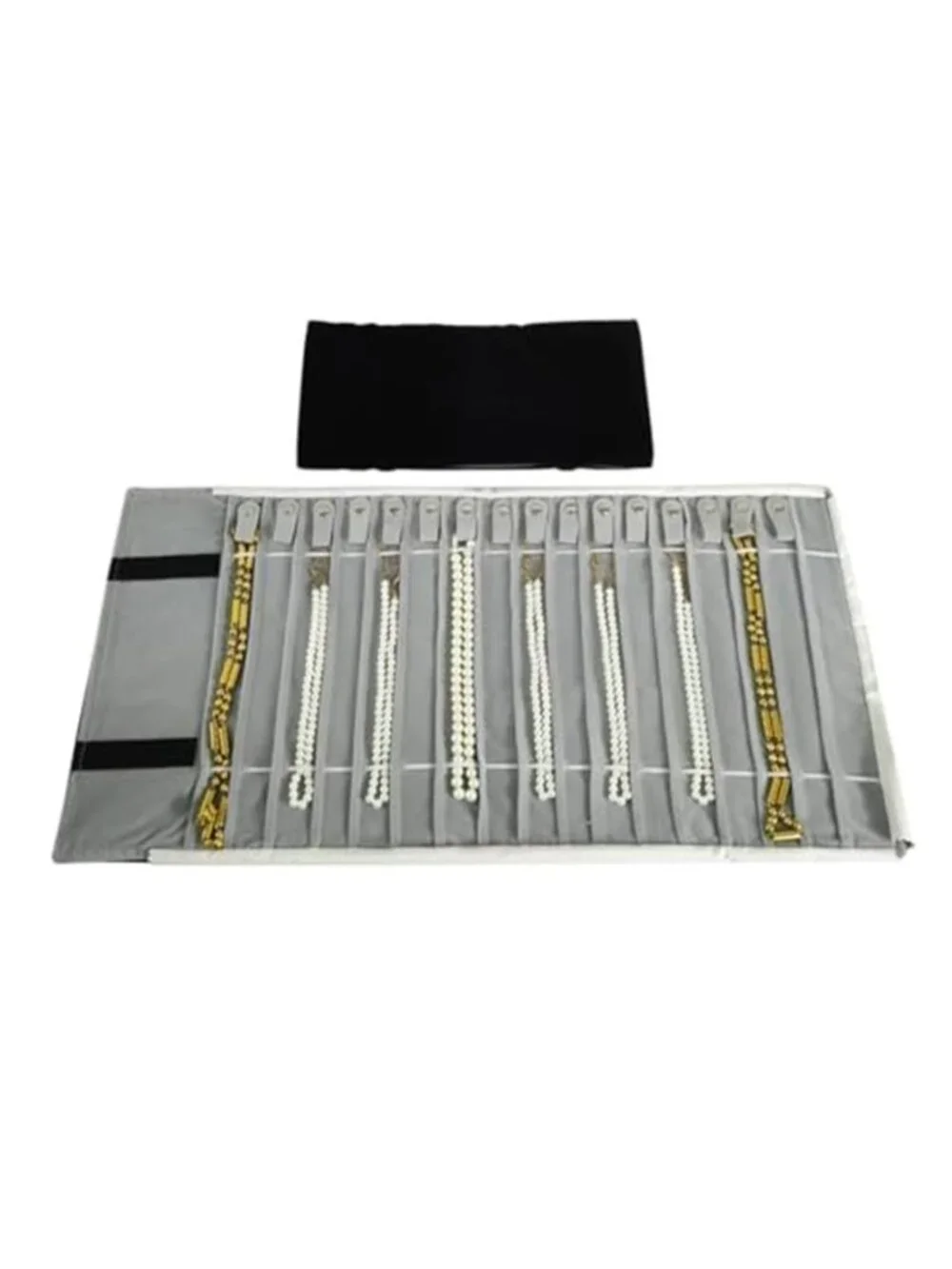Travel Necklace Organizer, Tangle Free Jewelry Case, 16 Slots | Velvet Lining